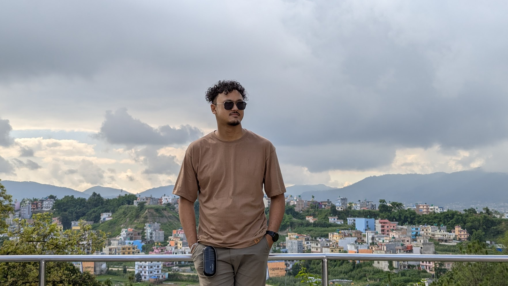 Parjanya Shakya overlooking the Kathmandu valley